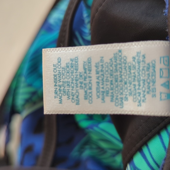 Tropical Escape Floral Strappy Padded Tankini Swim Top 10 Blue Green - Picture 11 of 14